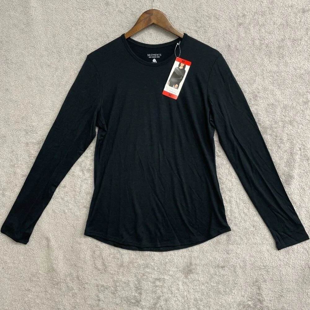 NEW Segments 100% Merino Wool Women's M Black Long Sleeve Top - Picture 2 of 9